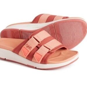 Ryka tribute slides recovery sandals slip-on adobe red and peach size 8.5